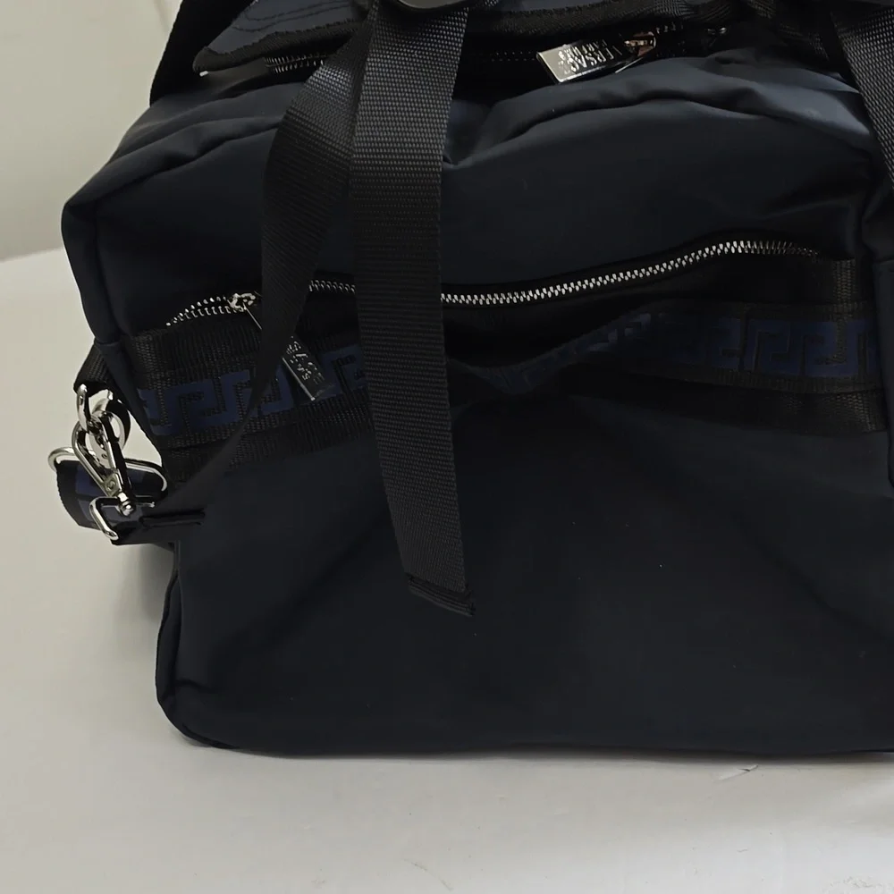 NWOT Versace Parfums Limited Edition Weekend Duffle Gym Bag Backpack Dark Blue